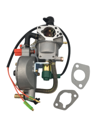 Three fuel carburetor converts BE Power Equipment 6500 watt through 9000 watt generators to a tri fuel generator